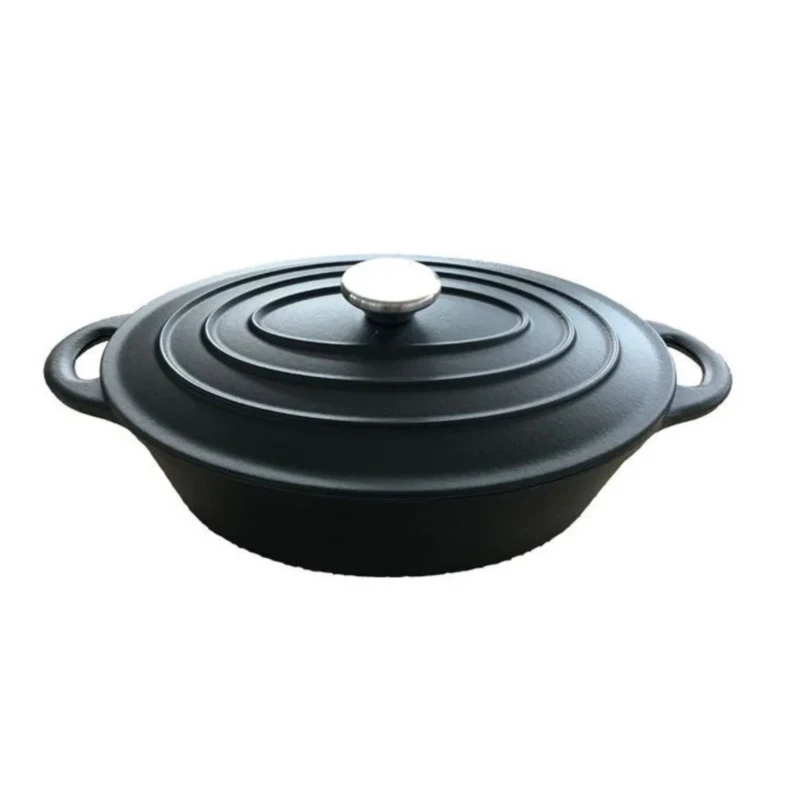 סיר 5 ליטר אובלי יצוק מצופה אמייל שחור