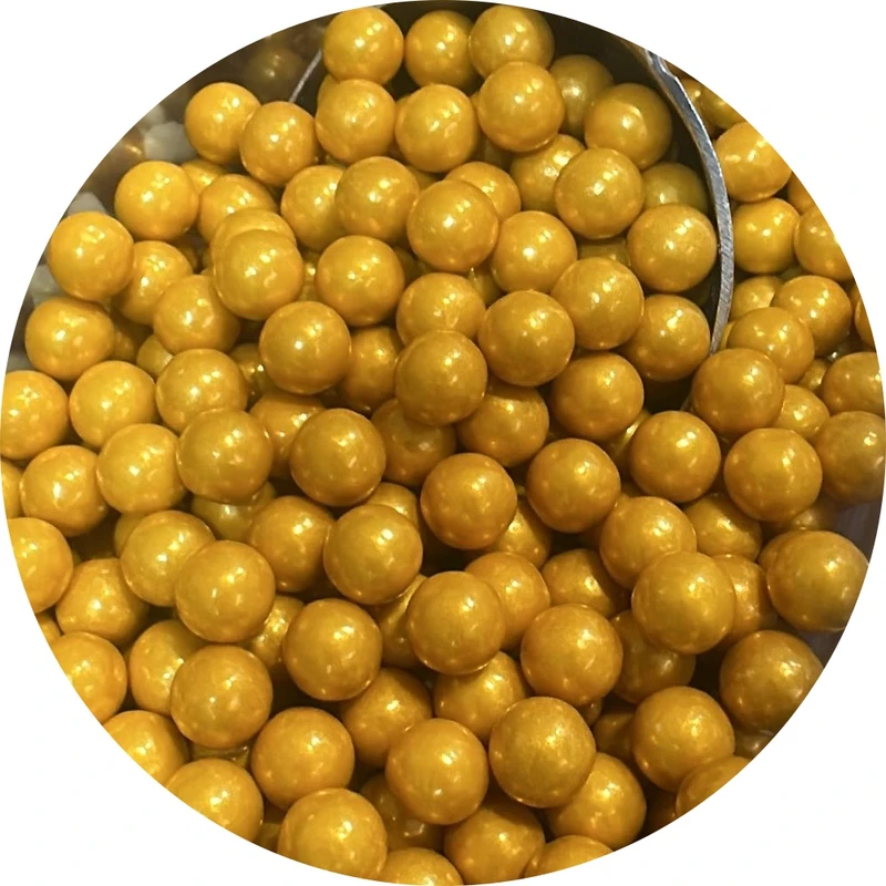 סוכריות פנינים זהב גדולות 10 ממ- פרווה, מחיר ל100 גרם