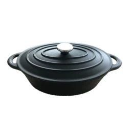 סיר 5 ליטר אובלי יצוק מצופה אמייל שחור