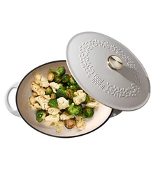 סיר אובלי יציקת ברזל בגודל 33.5/12- 6.6 ליטר לבן פוד אפיל