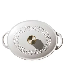 סיר אובלי יציקת ברזל בגודל 33.5/12- 6.6 ליטר לבן פוד אפיל