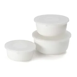 סט 3 קערות אופל עם מכסה לאחסון פוד אפיל