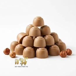 שוקולד פרלינים בסגנון קינדר (אגוזי לוז), חלבי, מחיר ל100 גרם